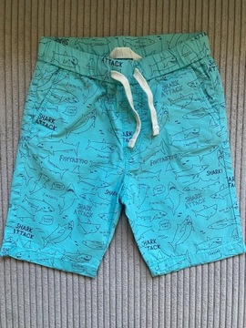 Krótkie spodnie dla chłopca H&M 122 turkus rekiny