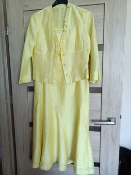 Żółta suknia z bolerkiem na przyjęcie, wesele r.38