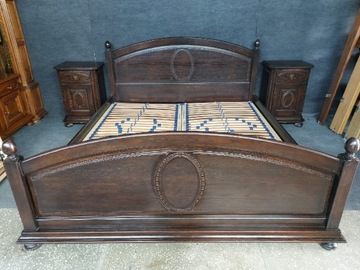Łóżko stylowe dębowe ciemne 180 x 200 cm
