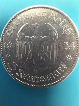 5 Reichsmark 1934 A SREBRO 900