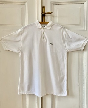 Vintage 80s Lacoste bialy polo 100% bawełna.