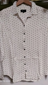 Biała koszula w czarne serduszka M 38