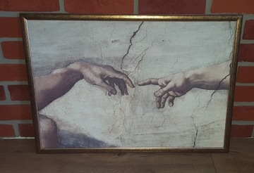 Oprawiony obraz na płótnie Michał Anioł ręce Adam