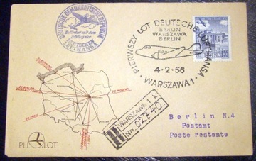 Cp. z Fi. 719, poczta lotnicza, 1956r. 
