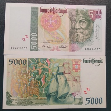 Portugalia 5000 escudos 1995 UNC 