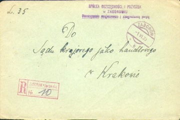 1920 - Agencja Zaborów k.Brzeska - polecony 
