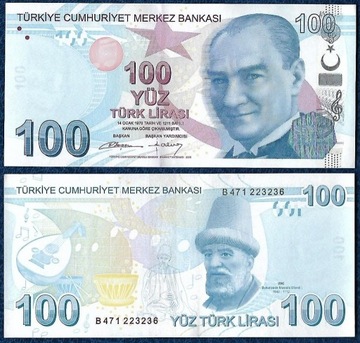 * TURCJA 100 lirasi 2009 UNC P-226b Rzadki podpis!