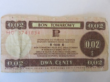 Bon towarowy 0,02$