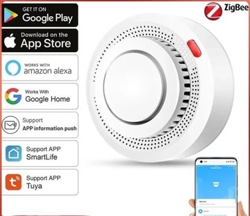 Smart Czujnik detektor dymu Zigbee 3.0 Tuya 