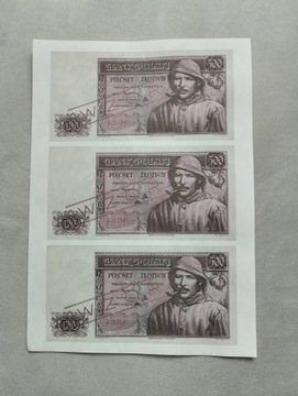 WZÓR arkusz z banknotami 500 zł LONDYN 1939 rok