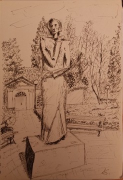 Pomnik Fryderyka Chopina w Dusznikach Zdroju, grafika wykonana na papierze
