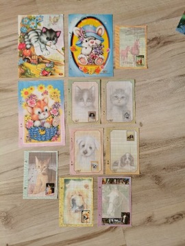 Karteczki kolekcjonerske do segregatora Kocięta Konie Psy Zajączek 