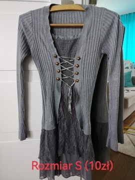 Szary sweter w formie tuniki S
