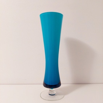 Mały szklany wazon niebieski gradient lata 90 