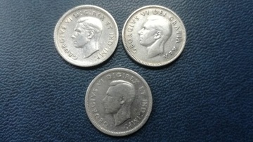 Zestaw Kanada Jerzy VI - 3x10 cent_srebro