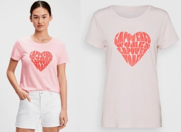 GAP różowa koszulka z sercem Woman Power M