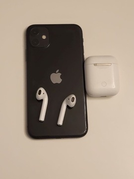 iPhone 11 128 Gb czarny+ słuchawki AirPods II