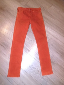 Jeansy rurki spodnie rude pomarańczowe L 40