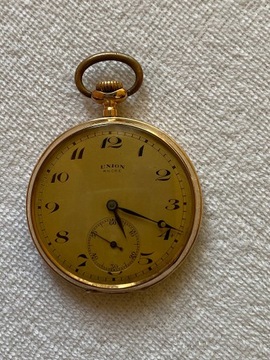 Złoty zegarek kieszonkowy Union Ankre 14k.