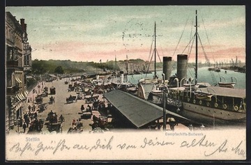 SZCZECIN Stettin Dempfschiffs Bollwerk 1904