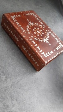 kasetka szkatułka na biżuterię drewno inkrustowane