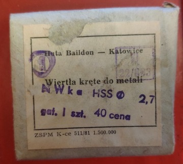Wiertła NWKa HSS BAILDON 2,7mm (paczka 40 sztuk)