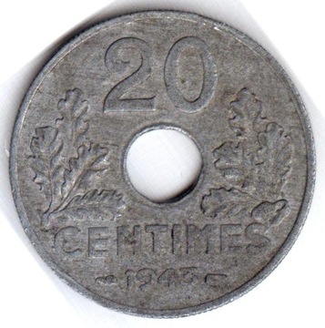 FRANCJA VICHY 10 centymów 1943,  KM#900.1