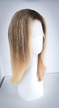 100% naturalna peruka blond ombre typu lace front