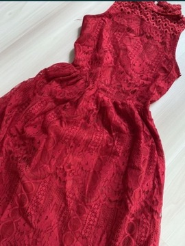 Czerwona sukienka z koronki 164 nowa