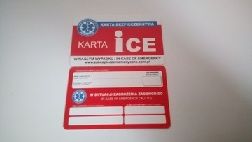 Karta ICE plastikowa pierwsza pomoc + holder