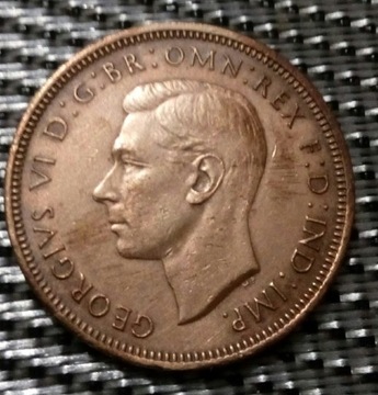 Anglia Jerzy VI Half Penny 1943 brąz