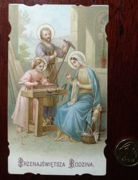 Przedwojenny obrazek św. Przenajświętsza Rodzina