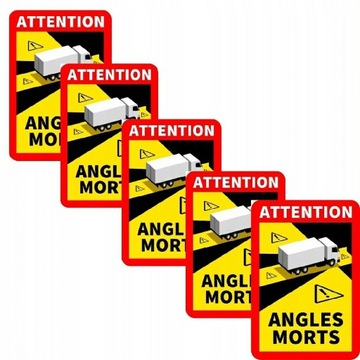 Naklejki MARTWE POLE-ANGLES MORTS, zestaw na 5 aut