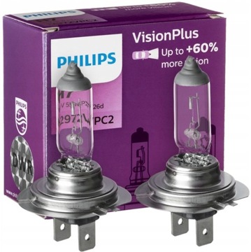 Mocne żarówki H7 PHILIPS VisionPlus +60% 55W