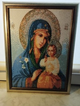 Matka boska z Dzieciątkiem (mozaika diamentowa)