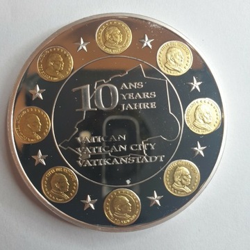 10 lat waluty Euro medal Watykan