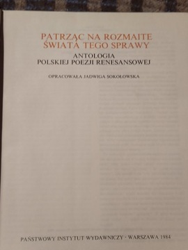 Antologia poezji renesansowej Sokołowska 1984