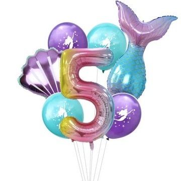 Balony motyw syrenka na 5 urodziny