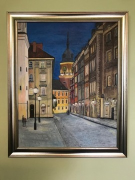 Obraz olejny  ręcznie malowany  stare miasto 40x50