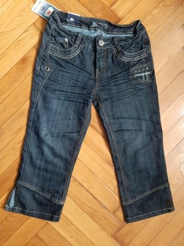 Nowe spodnie jeans Rybaczki w29 S/36 granatowe