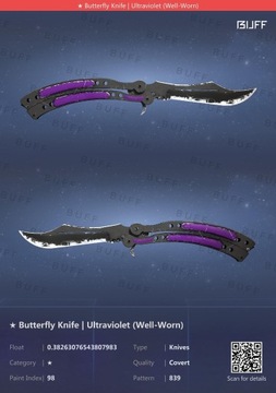 Butterfly Knife - Ultraviolet |WW| csgo skins