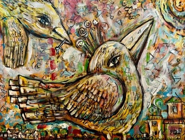 LESOKLINSKA obraz olejny Ptaszek