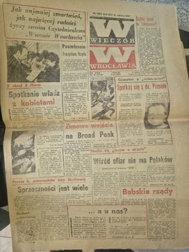 Gazeta Wieczór Wrocławia 8 marca 1988 rok!