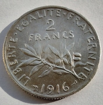 FRANCJA 2 Francja 1916 srebro ŁADNA 