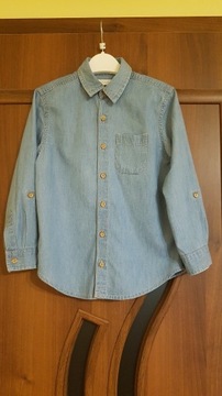 Mango- Koszula bawełniana jeans dziecięca r.110
