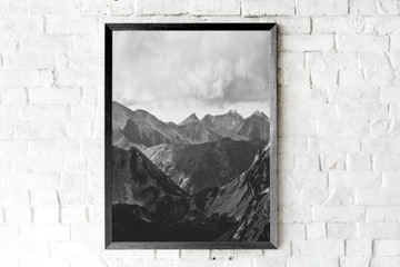 Plakat/Obraz A3 ozdoby czarno biały "Góry"