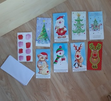 Kartki pocztówki świąteczne z kopertami - 9szt.