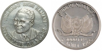 Niger 1000 franków, Niepodległość, 1960, RZADKA