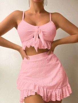 Bikini różowe strój kąpielowy spódniczka r. M