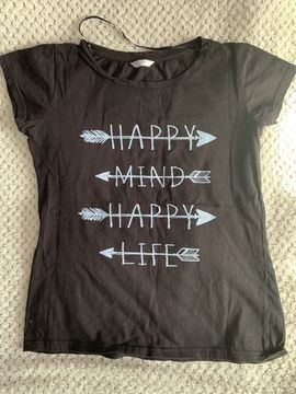 T-shirt czarny rozmiar S happy mind happy life
